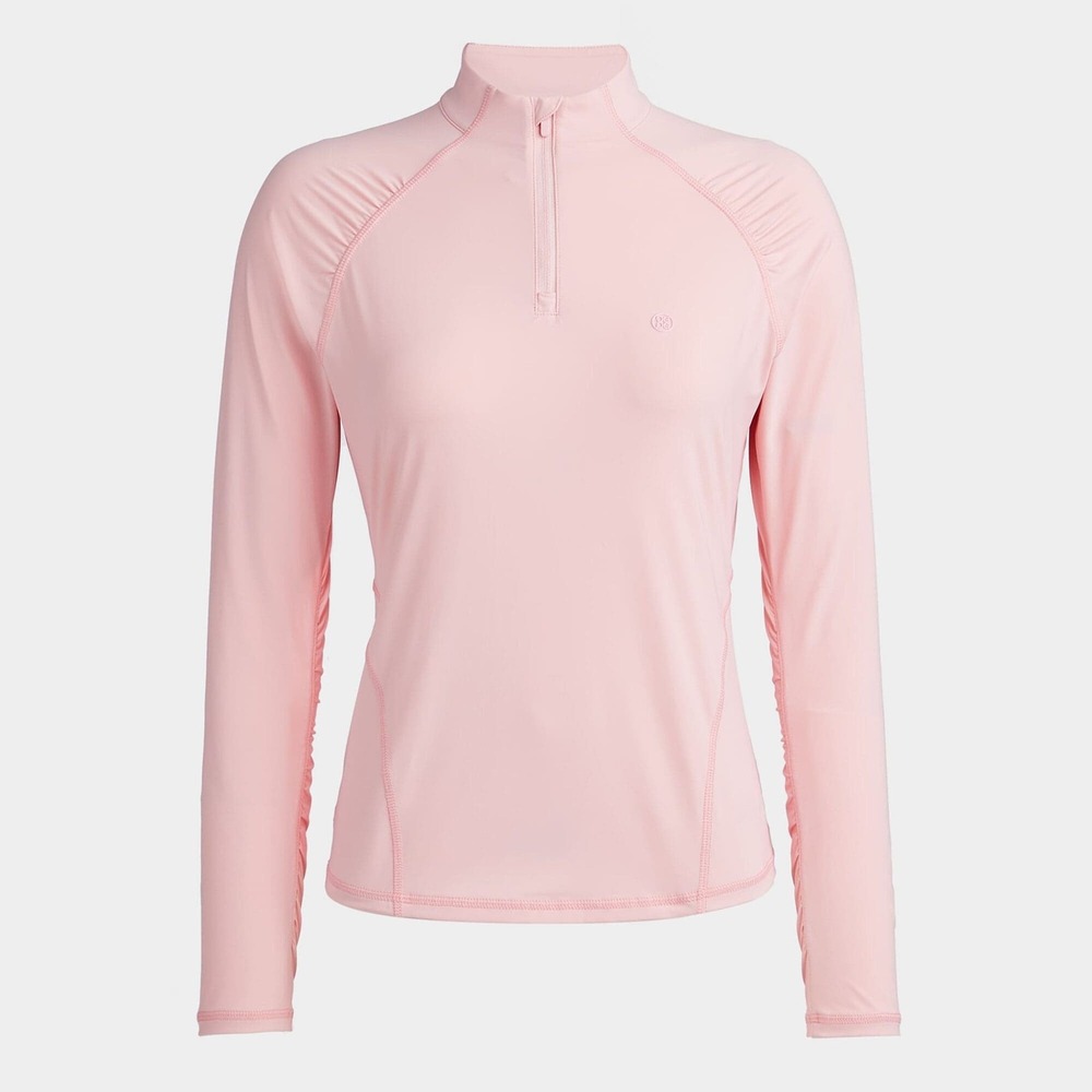 G/FORE Womens Pink Quarter Zip Long Sleeve Golf Top Ruched Sleeves Size Medium